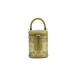 Song Brocade Leather Bucket Cylinder Bag