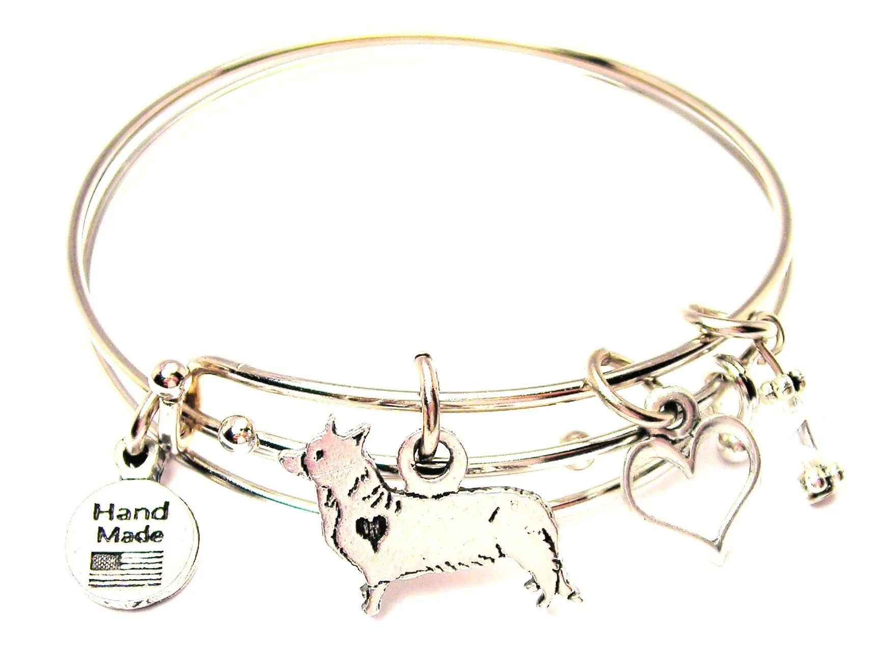 Standing Corgi Expandable Bangle Bracelet Set