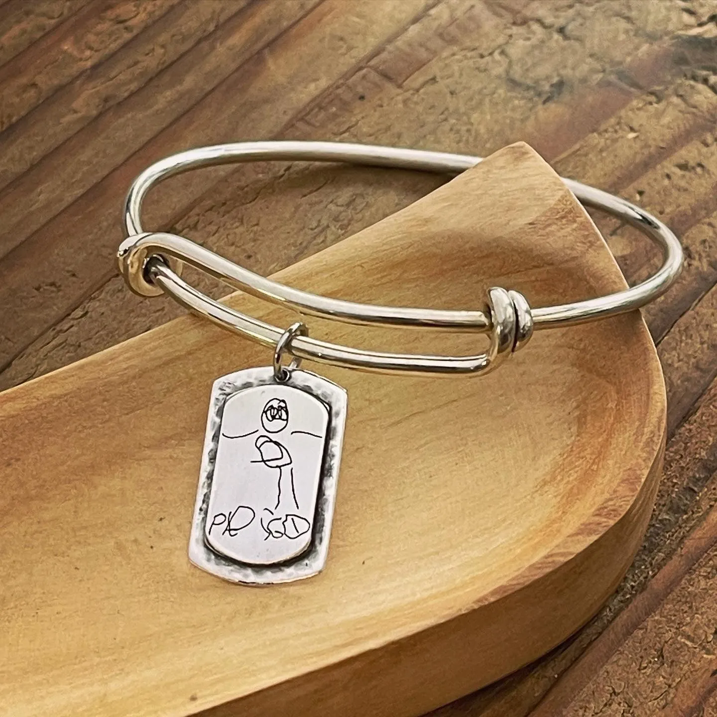 Sterling Mini Dog Tag Expandable Bracelet