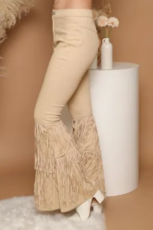 Taupe Fringe Flares