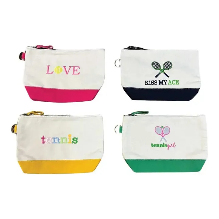 Tennis Girl Embroidered Zip Pouch