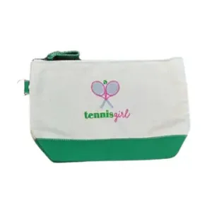 Tennis Girl Embroidered Zip Pouch