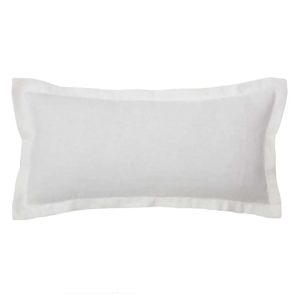 The Lane White Belgian Linen Throw Pillow