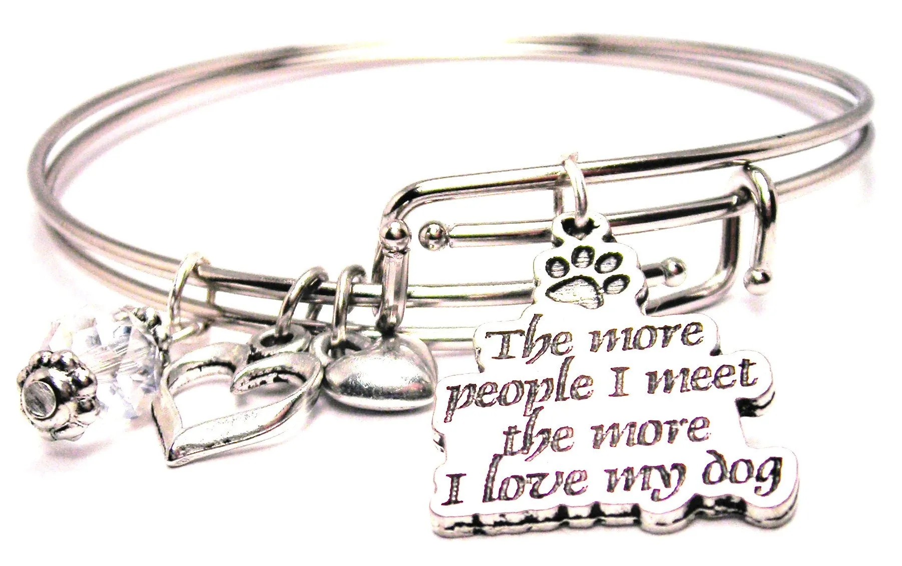 The More People I Meet The More I Love My Dog Expandable Bangle Bracelet Set