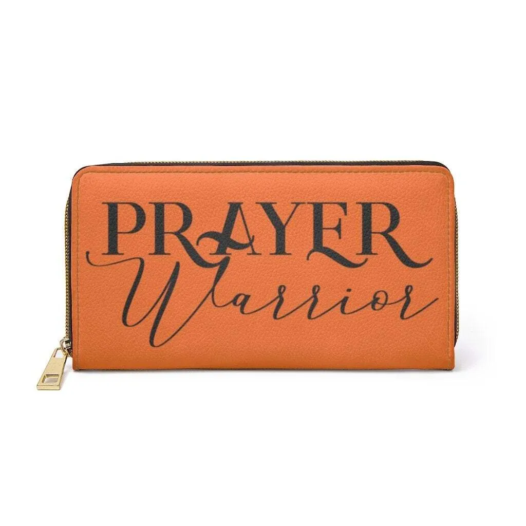 Uniquely You Womens Wallet - Zip Purse / Orange & Black Prayer Warrior