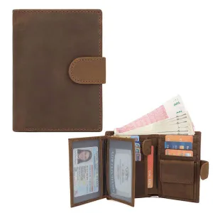 Vintage Brown Men's Leather RFID Tri-fold Wallet NZ