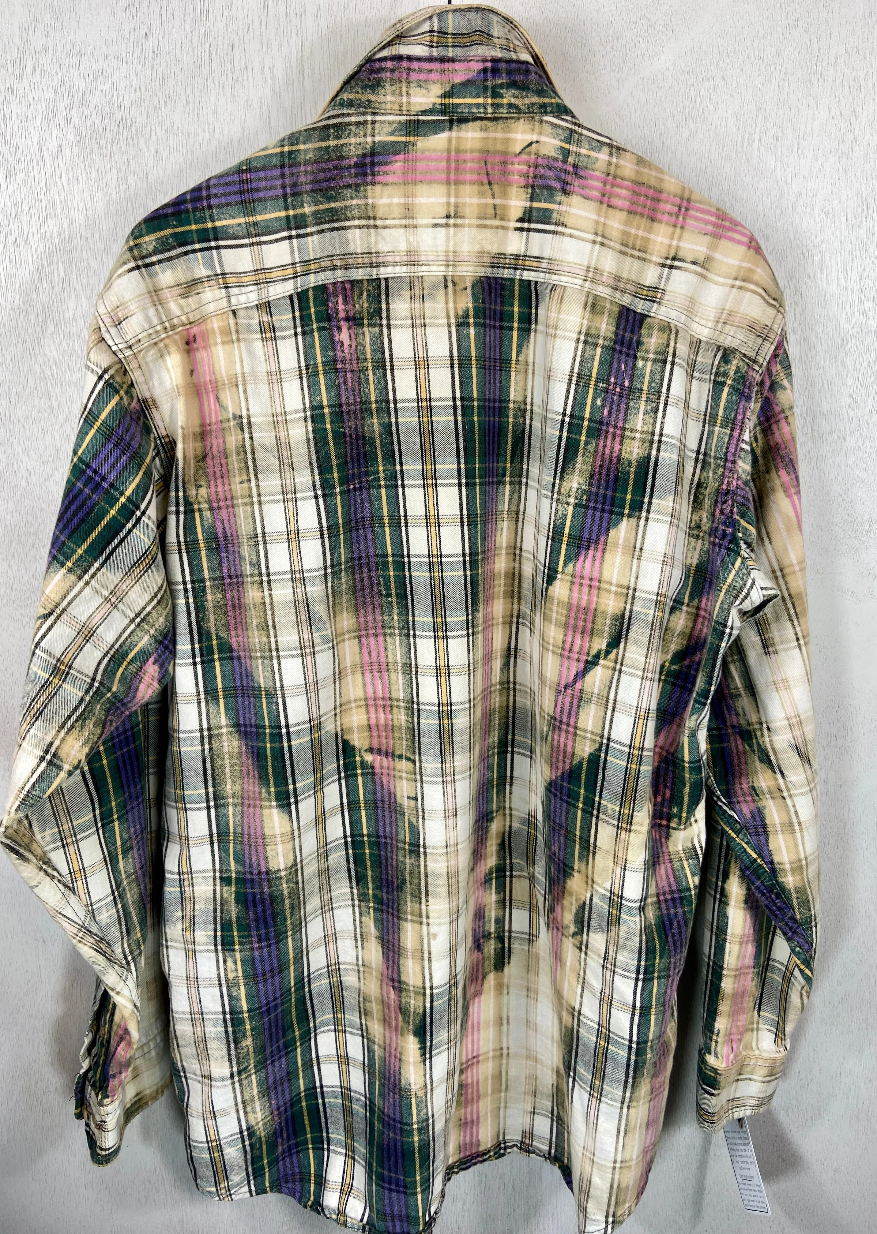 Vintage Green, Cream and Pink Flannel Size XL