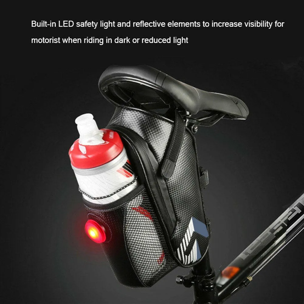 Water Resistant Bike Saddle Bag Bicycle Under Seats Pouch With Tail Light for Cycling Accessories