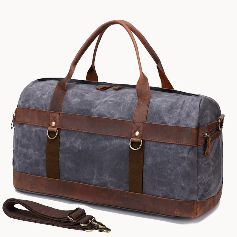 Waxed Canvas Duffle Bag Monogrammed Weekend Bag