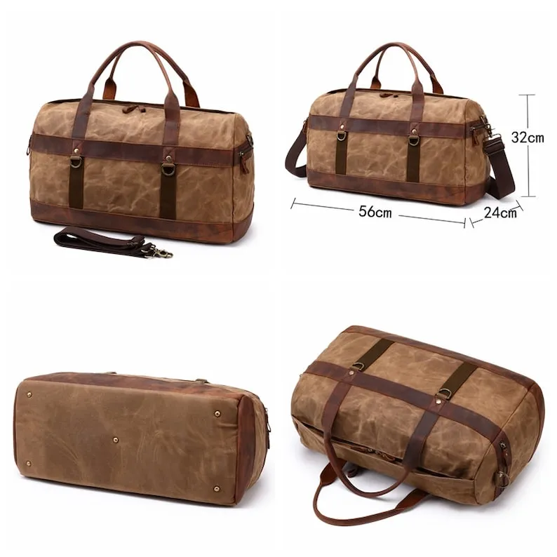 Waxed Canvas Duffle Bag Monogrammed Weekend Bag