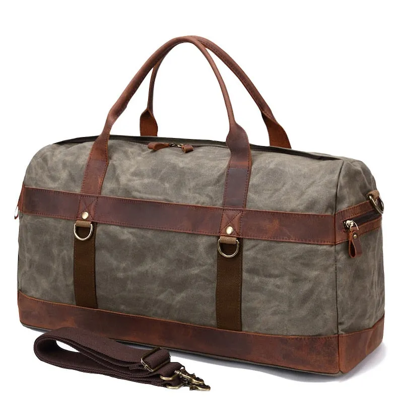 Waxed Canvas Duffle Bag Monogrammed Weekend Bag