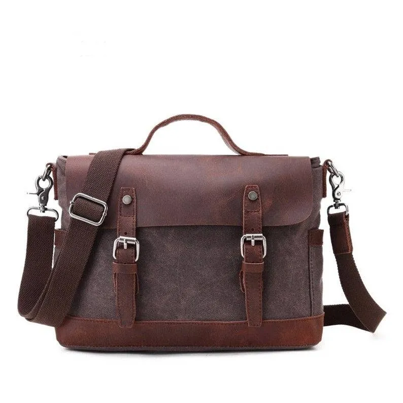 Waxed Canvas Messenger Bag Men Satchel Briefcase