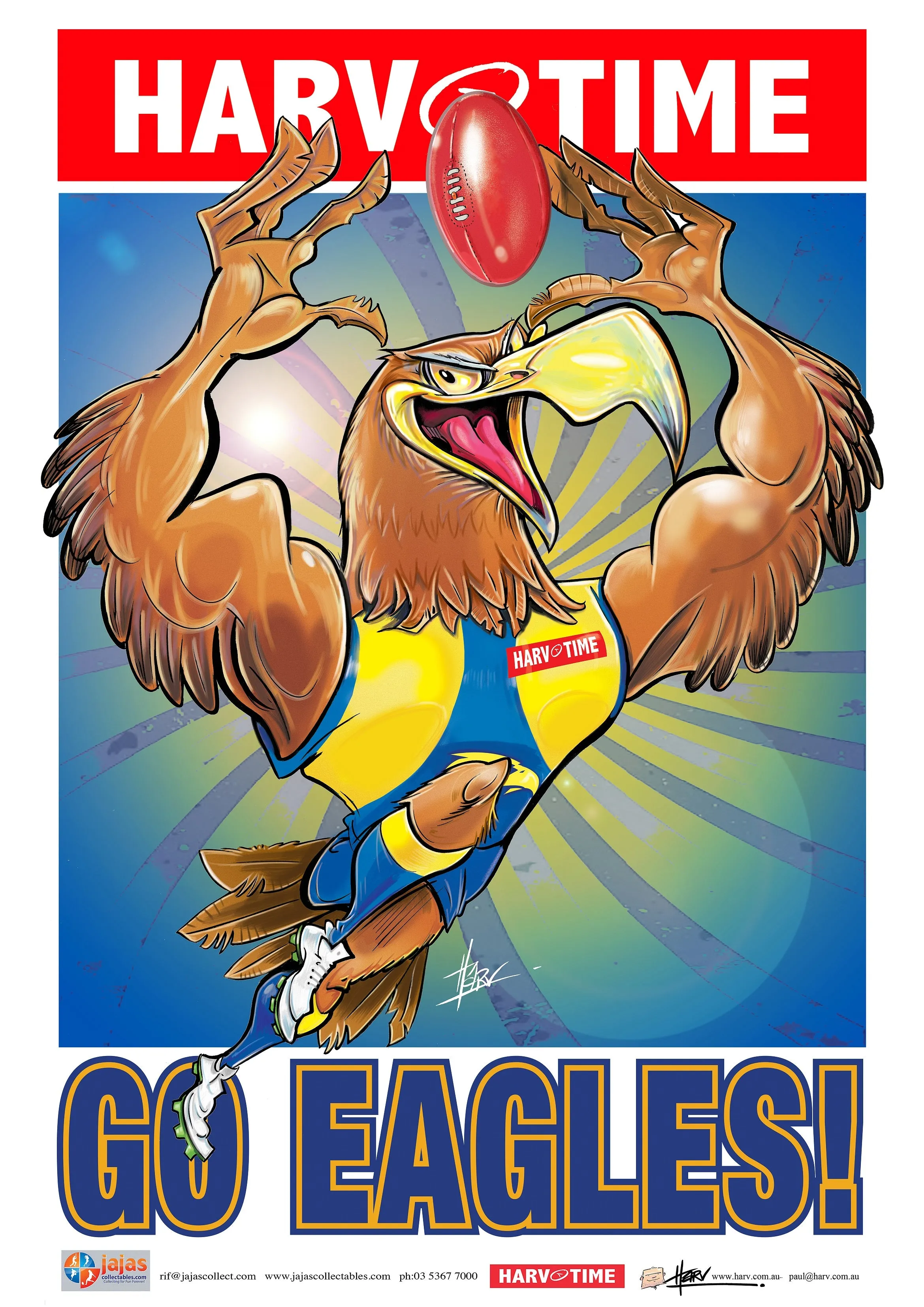 West Coast Eagles, Mascot Print Harv Time Poster (2021)