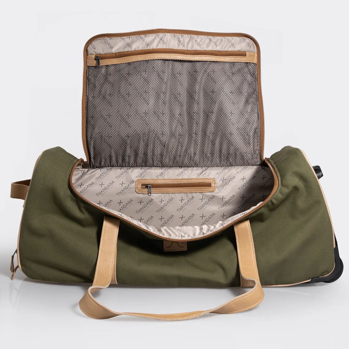 Wheelie Travel Bag Wax Canvas & Leather