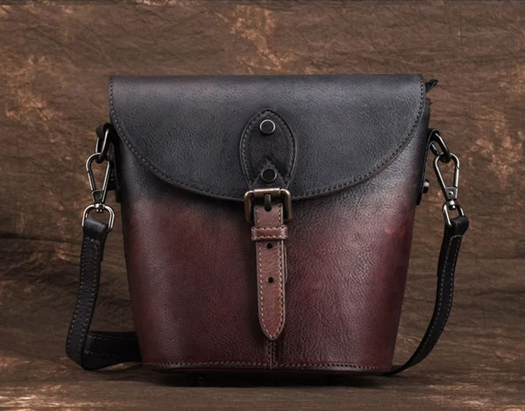 Women Satchel Bag Brown Leather Bucket Bag Crossbody Bags for Women