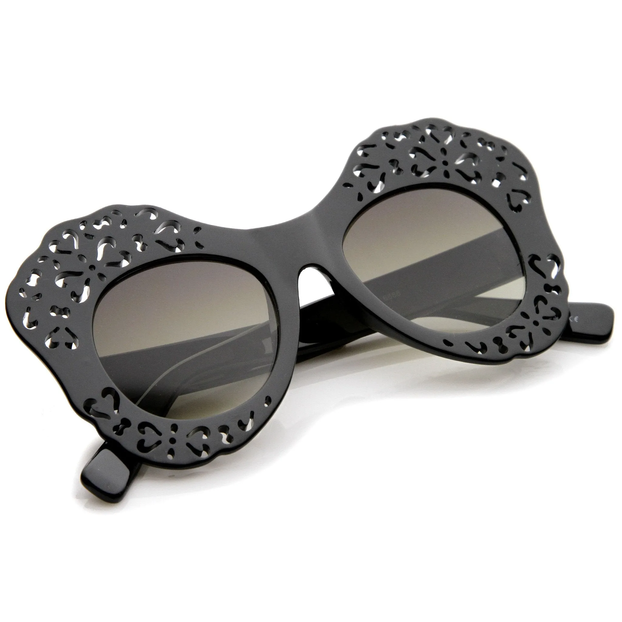 Women's Laser Cutout Oversize Butterfly Sunglasses A516