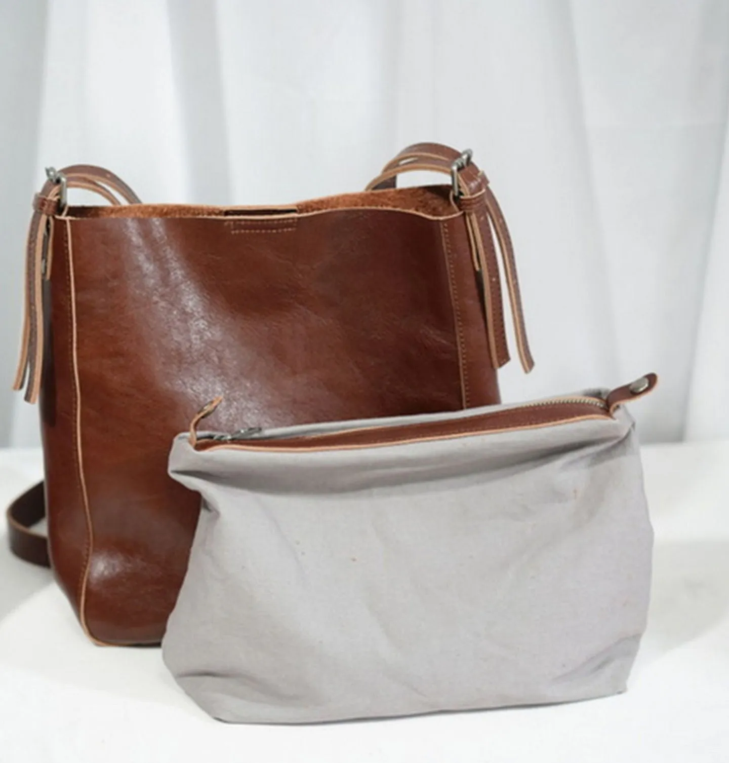 Womens Leather Crossbody Tote Brown Shoulder Bag For Women