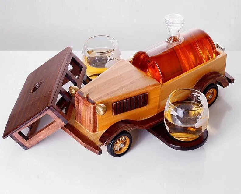 Wood Car Decanter Set Of 3