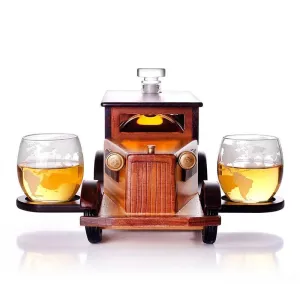 Wood Car Decanter Set Of 3