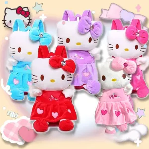 Y2K Plush Kitty Bow Heart Backpack KI510