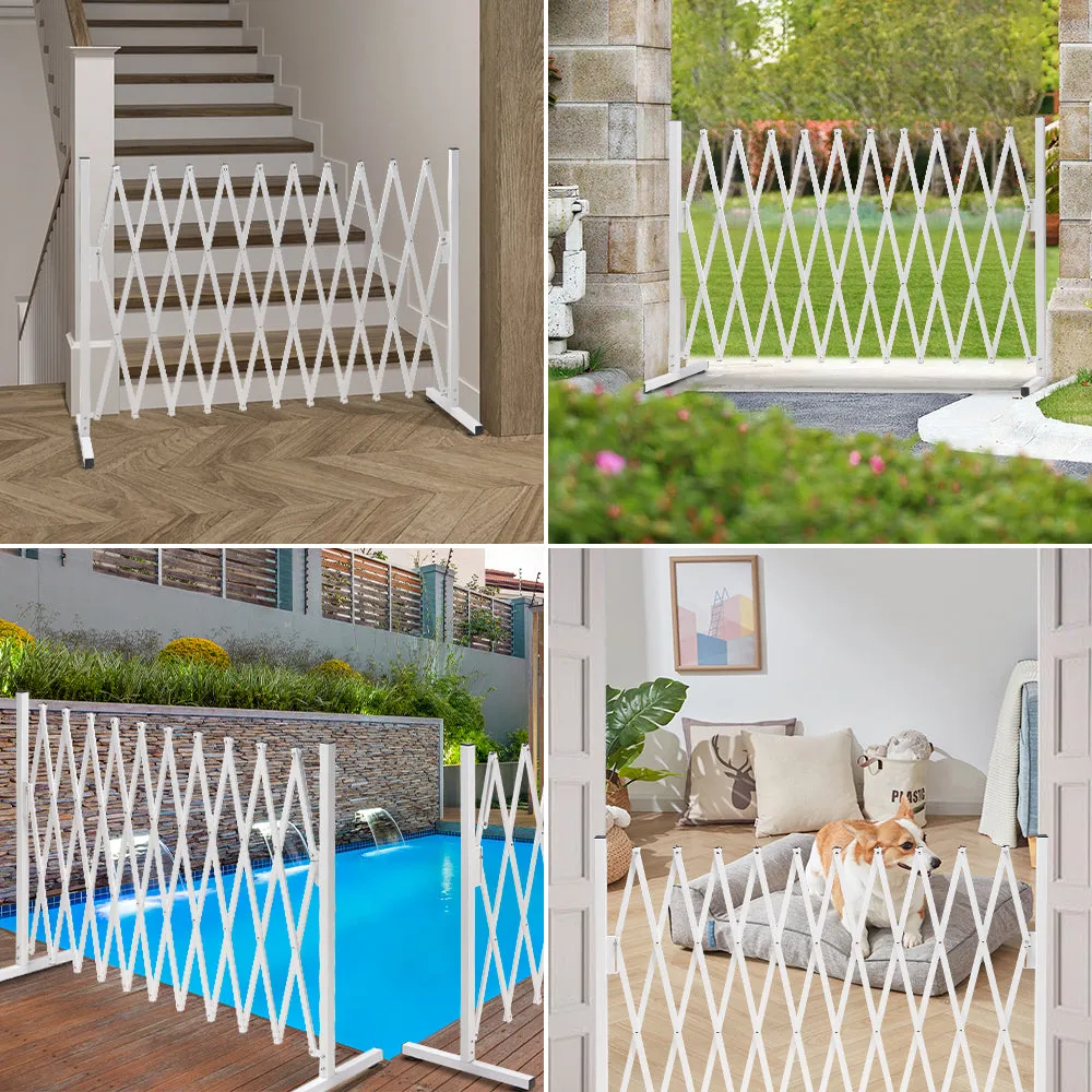 ZUNI Garden Security Fence Gate Expandable Aluminum Barrier Indoor Outdoor White